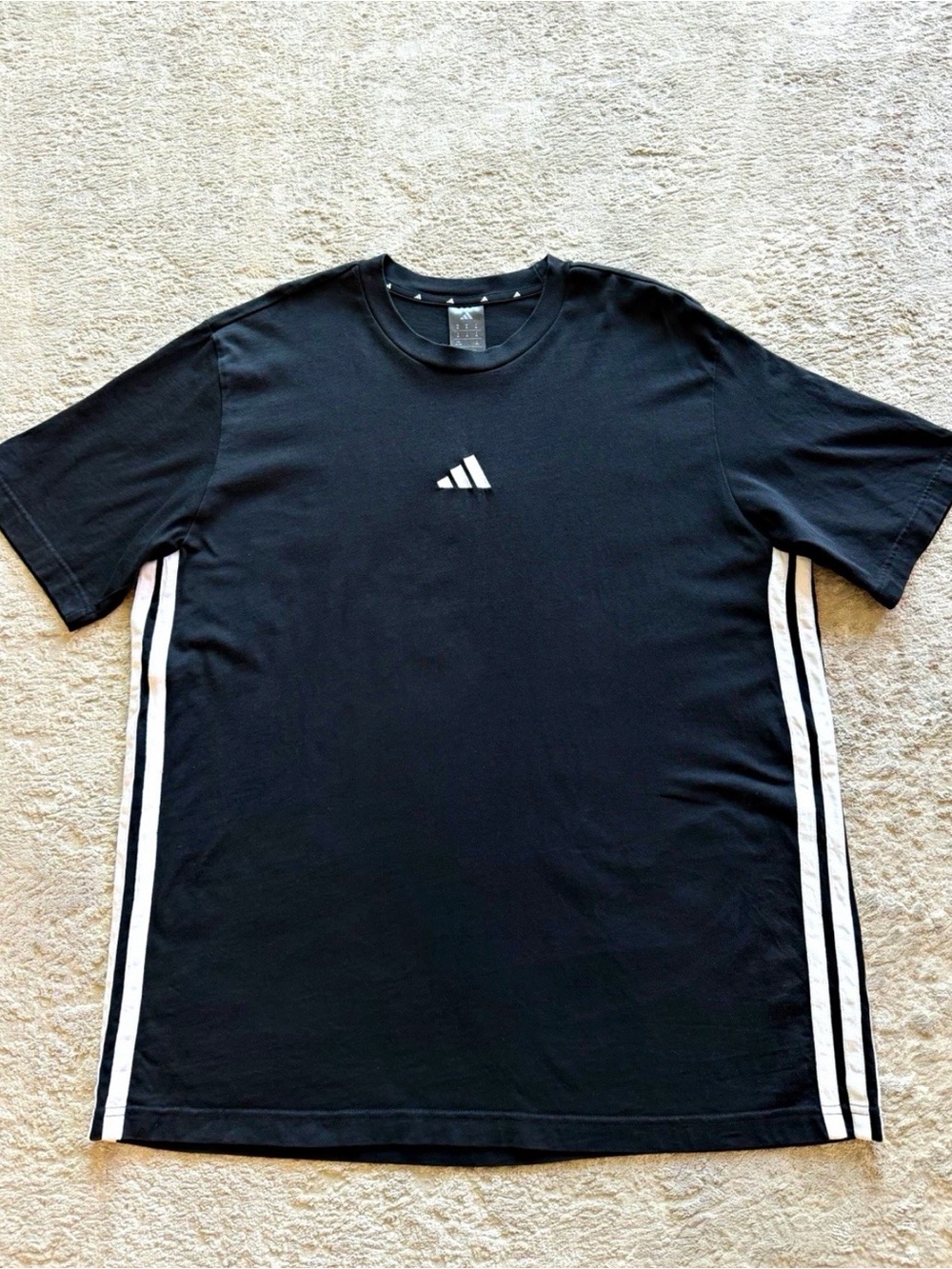 Adidas Black 3-Stripe T-Shirt (Size XL)